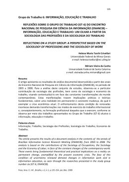 Grupo de Trabalho 6: INFORMA&Ccedil;&Atilde;O, EDUCA&Ccedil;&Atilde;O E TRABALHO