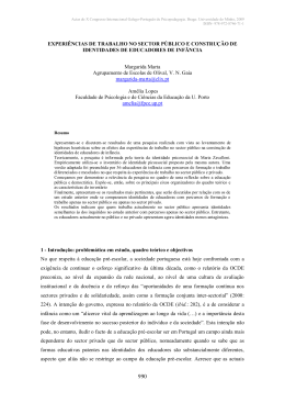 EXPERI&Ecirc;NCIAS DE TRABALHO NO SECTOR P&Uacute;BLICO E