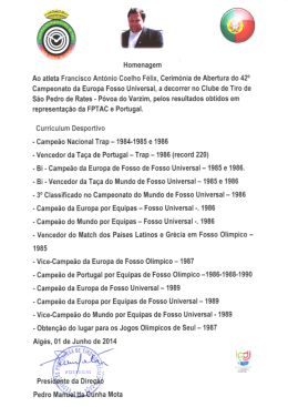 Homenagem ao grande atleta Francisco Ant&oacute;nio Coelho F&eacute;lix