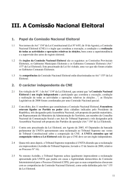 III. A Comiss&atilde;o Nacional Eleitoral