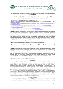 Interacao genotipo-ambiente para o peso ao sobreano em bovinos