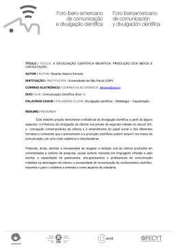 A DIVULGA&Ccedil;&Atilde;O CIENT&Iacute;FICA MIDI&Aacute;TICA: PRODU&Ccedil;&Atilde;O DOS