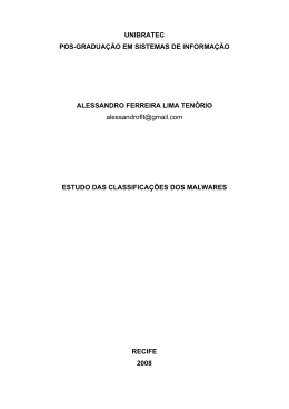 Estudo das Classifica&ccedil;&otilde;es dos Malwares.