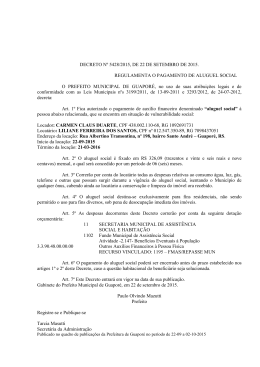 Decreto 5428-2015 - aluguel social Liliane Ferreira dos Santos