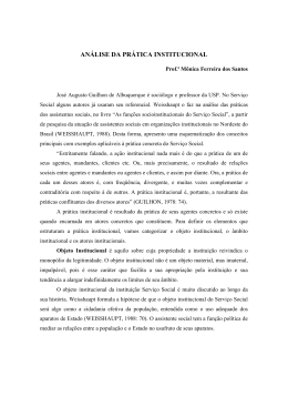 an&aacute;lise da pr&aacute;tica institucional