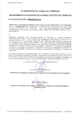 Acordo Coletivo de Trabalho 2014-2015 Codevasf