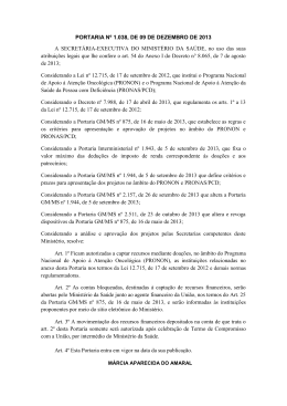 Portaria 1038 - Hospital de C&acirc;ncer de Barretos