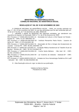 Resolu&ccedil;&otilde;es de 158 a 168 - MINIST&Eacute;RIO DO Desenvolvimento