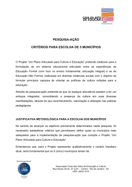 pesquisa-ação critérios para escolha de 5 municípios