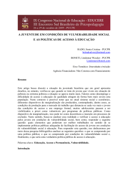 a juventude em condi&ccedil;&otilde;es de vulnerabilidade social e as