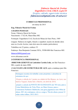 Fidencio Maciel de Freitas Engenheiro Civil, CREA 10467/D Projeto