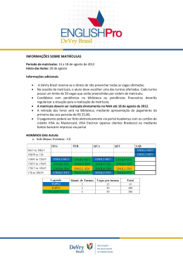 INFORMA&Ccedil;&Otilde;ES SOBRE MATR&Iacute;CULAS
