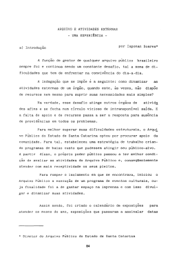 ARQUIVO E ATIVIDADES EXTERNAS - UMA EXPERI&Ecirc;NCIA -