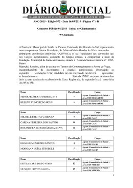 9&ordf; Chamada - Funda&ccedil;&atilde;o Municipal de Sa&uacute;de &ndash; FMSC