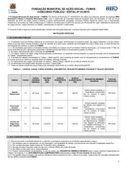 FUNDA&Ccedil;&Atilde;O MUNICIPAL DE A&Ccedil;&Atilde;O SOCIAL