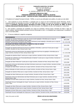 CONCURSO PÚBLICO 01/2007 FUNDAÇÃO MUNICIPAL DE