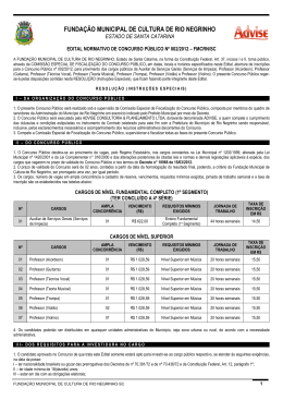 FUNDA&Ccedil;&Atilde;O MUNICIPAL DE CULTURA DE RIO NEGRINHO