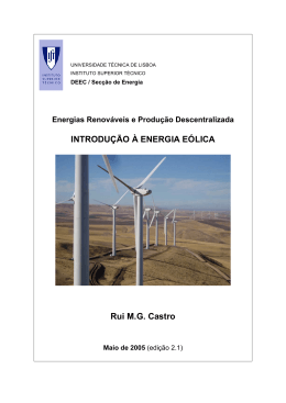 INTRODU&Ccedil;&Atilde;O &Agrave; ENERGIA E&Oacute;LICA Rui M.G. Castro