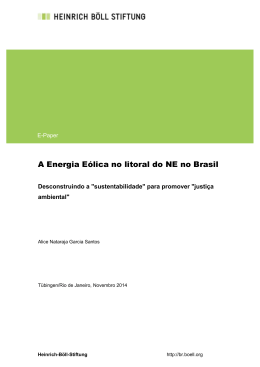 A Energia Eólica no litoral do NE no Brasil