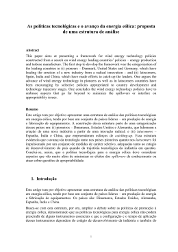 9.2 As pol&iacute;ticas tecnol&oacute;gicas e o avan&ccedil;o da energia e&oacute;lica no mundo