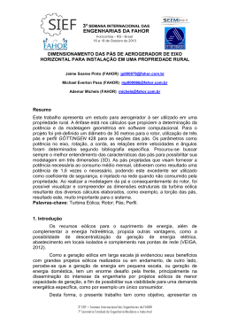DIMENSIONAMENTO DAS P&Aacute;S DE AEROGERADOR DE