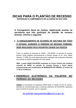 Dicas Plant&atilde;o Recesso 2014 - Tribunal de Justi&ccedil;a do Estado do Rio