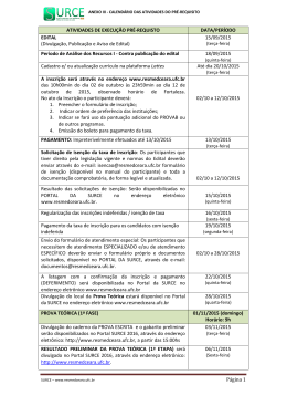 Calend&aacute;rio Pr&eacute;-requisito
