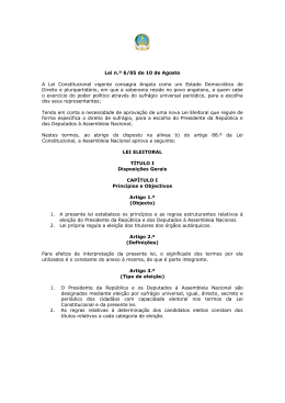 Lei Eleitoral - Comiss&atilde;o Nacional Eleitoral de Angola