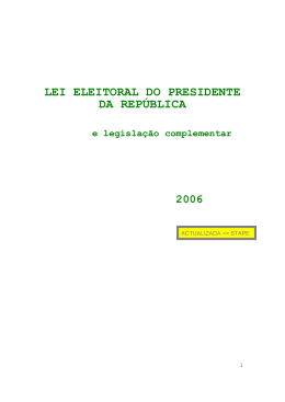 LEI ELEITORAL DO PRESIDENTE DA REP&Uacute;BLICA