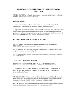 PROTOCOLO CONSTITUTIVO DO PARLAMENTO DO MERCOSUL