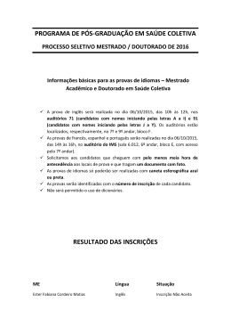 programa de p&oacute;s-gradua&ccedil;&atilde;o em sa&uacute;de coletiva resultado das