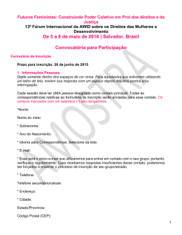 De 5 a 8 de maio de 2016 | Salvador, Brasil Convocat&oacute;ria para