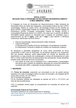EDITAL 01/2015 SELE&Ccedil;&Atilde;O PARA O PROGRAMA DE