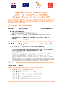 Program a provis&oacute;rio - Sem in&aacute;rio SUDOE `Am biente e