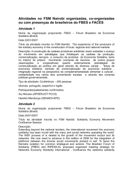 Nome da organização proponente: FBES – Fórum Brasileiro de Econ