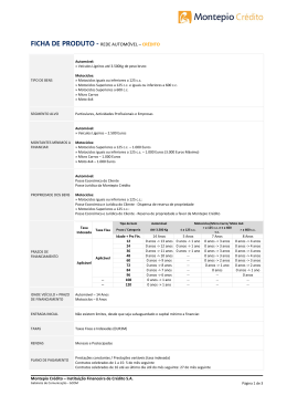 FICHA DE PRODUTO CRÉDITO AUTOMÓVEL