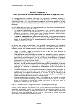 Pain&eacute;is Interiores &ndash; Ficha de Produto para Contratos