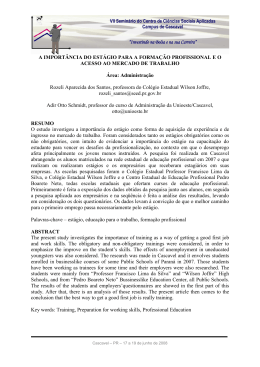 A Importância do Estágio para a Formação Profissional e