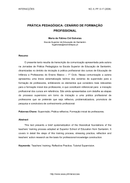 PR&Aacute;TICA PEDAG&Oacute;GICA: CEN&Aacute;RIO DE FORMA&Ccedil;&Atilde;O PROFISSIONAL