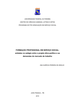 FORMA&Ccedil;&Atilde;O PROFISSIONAL EM SERVI&Ccedil;O SOCIAL