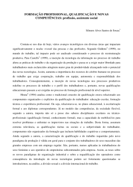 forma&ccedil;&atilde;o profissional, qualifica&ccedil;&atilde;o e novas compet&ecirc;ncias