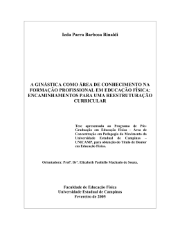 A Gin&aacute;stica Como &aacute;rea De Conhecimento