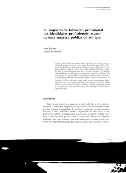 Os impactes da forma&ccedil;&atilde;o profissional nas identidades profissionais
