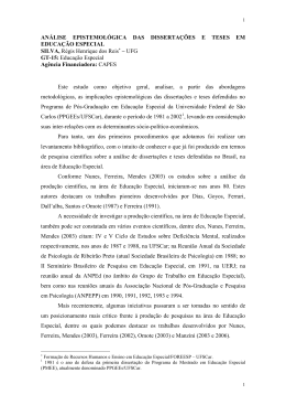 AN&Aacute;LISE EPISTEMOL&Oacute;GICA DAS DISSERTA&Ccedil;&Otilde;ES E TESES EM