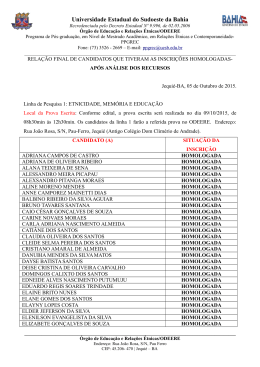 Inscri&ccedil;&otilde;es homologadas