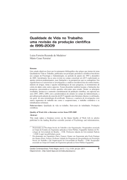 Qualidade de Vida no Trabalho: uma revis&atilde;o da