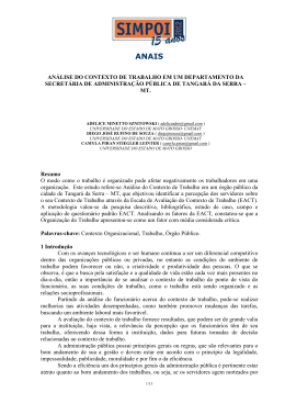 AN&Aacute;LISE DO CONTEXTO DE TRABALHO EM UM