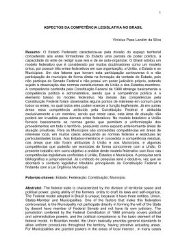 1 ASPECTOS DA COMPET&Ecirc;NCIA LEGISLATIVA NO