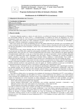 Subprojeto da área de Matemática