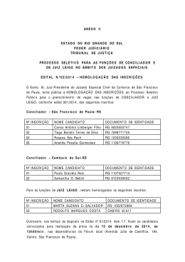 Homologação de Inscrições - Tribunal de Justiça do Estado do Rio
